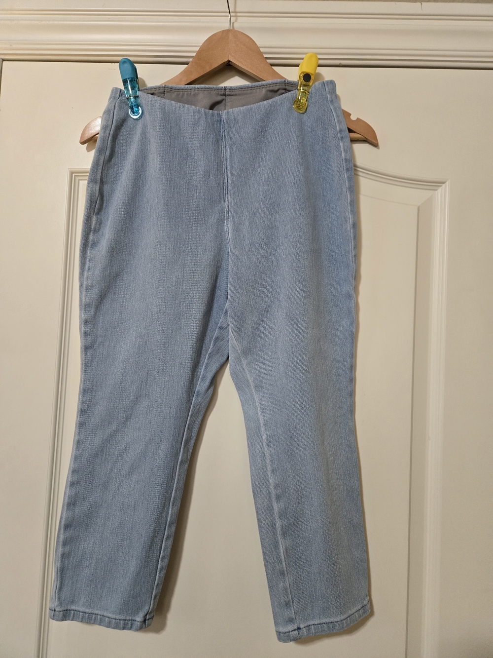Belle by Kim Gravel Light Blue Straight-Leg Pull On Stretch Jeans